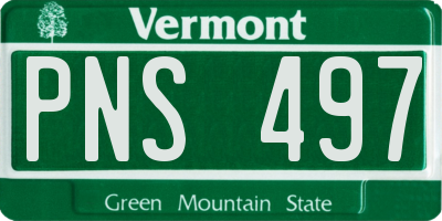 VT license plate PNS497