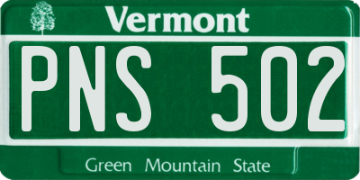 VT license plate PNS502