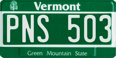 VT license plate PNS503