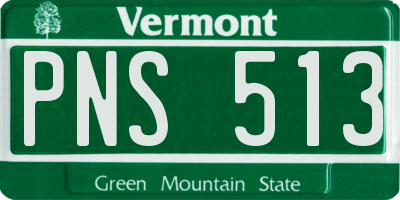 VT license plate PNS513