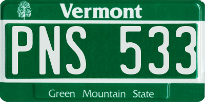 VT license plate PNS533