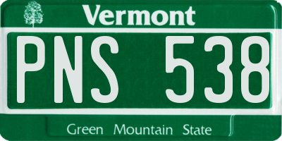 VT license plate PNS538