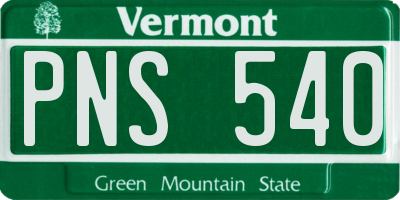 VT license plate PNS540