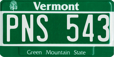 VT license plate PNS543
