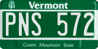 VT license plate PNS572