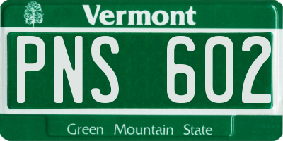 VT license plate PNS602