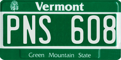 VT license plate PNS608
