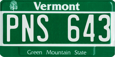 VT license plate PNS643