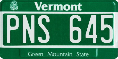 VT license plate PNS645