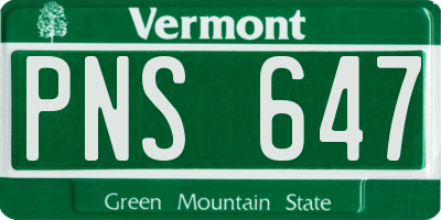 VT license plate PNS647