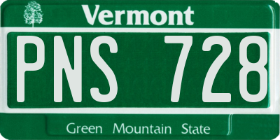 VT license plate PNS728
