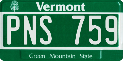 VT license plate PNS759