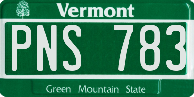 VT license plate PNS783