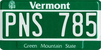 VT license plate PNS785