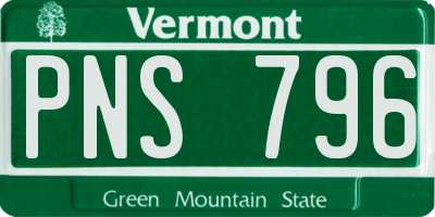 VT license plate PNS796