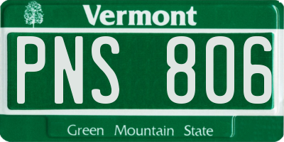 VT license plate PNS806