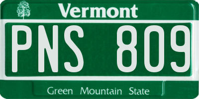 VT license plate PNS809