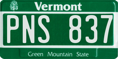 VT license plate PNS837