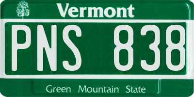 VT license plate PNS838