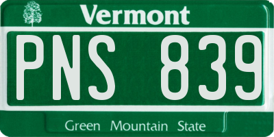VT license plate PNS839