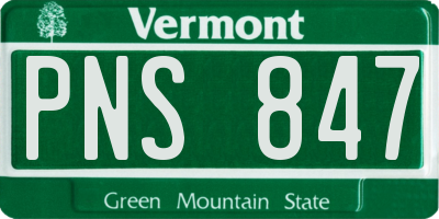 VT license plate PNS847