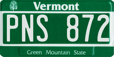 VT license plate PNS872