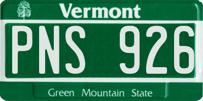 VT license plate PNS926