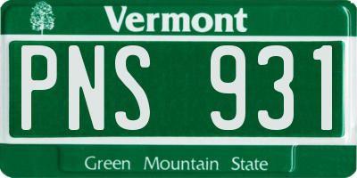 VT license plate PNS931