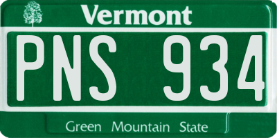 VT license plate PNS934