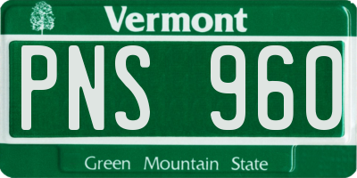 VT license plate PNS960