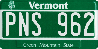 VT license plate PNS962