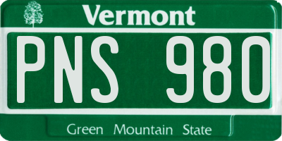 VT license plate PNS980
