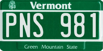 VT license plate PNS981