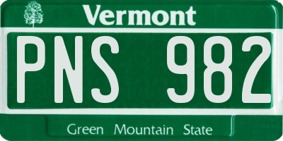 VT license plate PNS982
