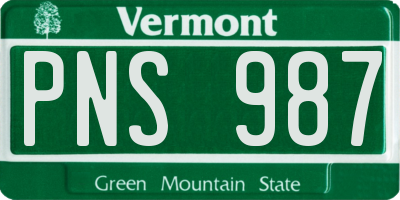 VT license plate PNS987