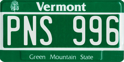 VT license plate PNS996