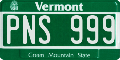 VT license plate PNS999