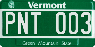VT license plate PNT003