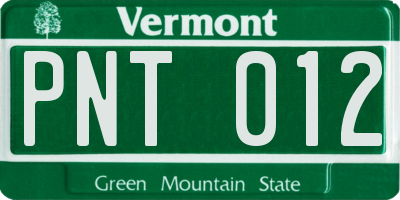 VT license plate PNT012