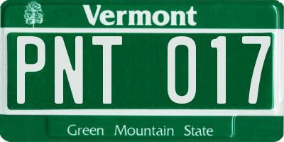VT license plate PNT017