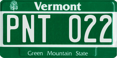 VT license plate PNT022