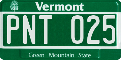 VT license plate PNT025