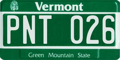 VT license plate PNT026
