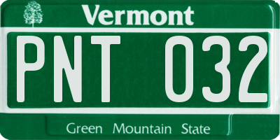 VT license plate PNT032
