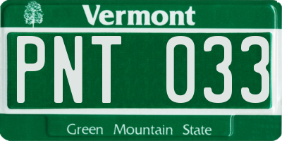 VT license plate PNT033