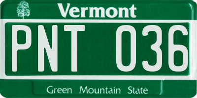 VT license plate PNT036