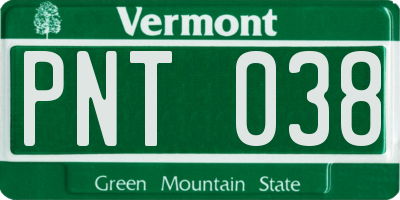 VT license plate PNT038