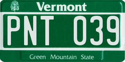 VT license plate PNT039