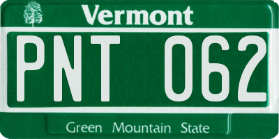 VT license plate PNT062