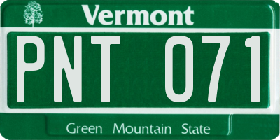 VT license plate PNT071